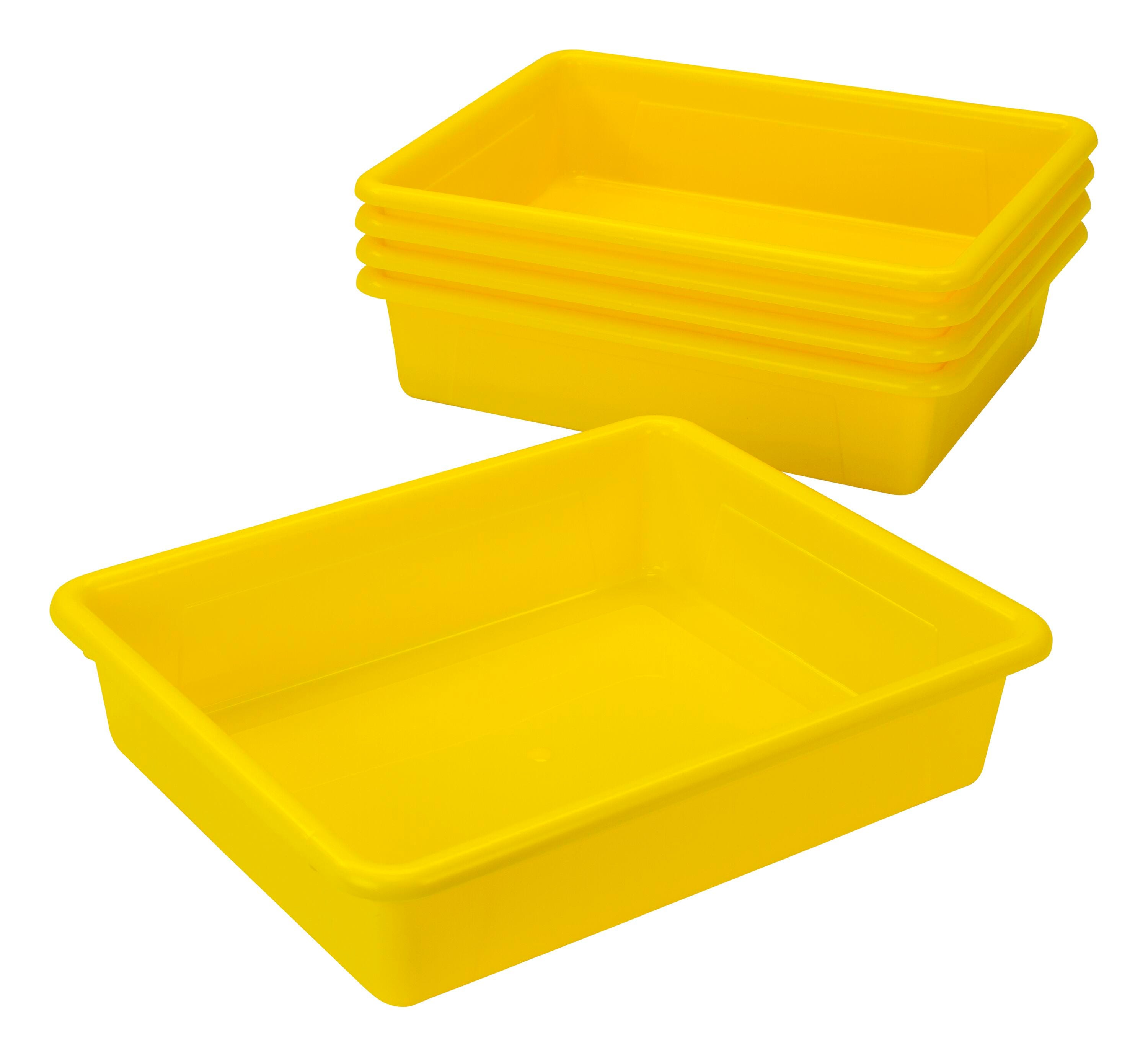 School Smart Storage Tray, Letter Size, 10-3/4 x 13-1/4 x 3 Inches, Yellow, Pack of 5 2012814